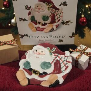 Fitz and Floyd Essentials Plaid Christmas Collection Canape or Decorative Plate